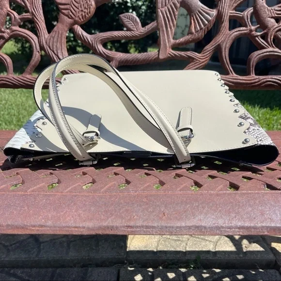 NWT Persaman NY Snake Embossed Leather Handbag Tote With Smaller Bag - Picture 12 of 14